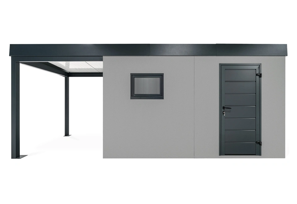 GARDEON® Zahradní domek s dveřmi a oknem Hörmann s přístřeškem