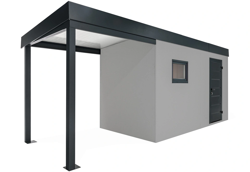 GARDEON® Zahradní domek s dveřmi a oknem Hörmann s přístřeškem