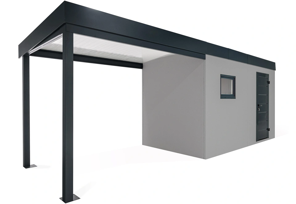 GARDEON® Zahradní domek s dveřmi a oknem Hörmann s přístřeškem