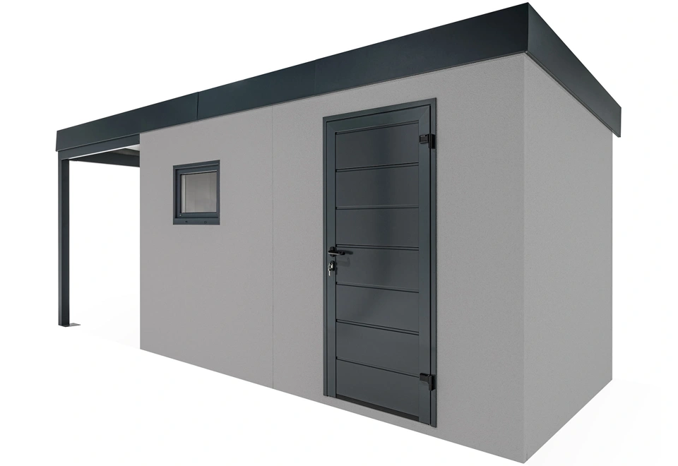 GARDEON® Zahradní domek s dveřmi a oknem Hörmann s přístřeškem