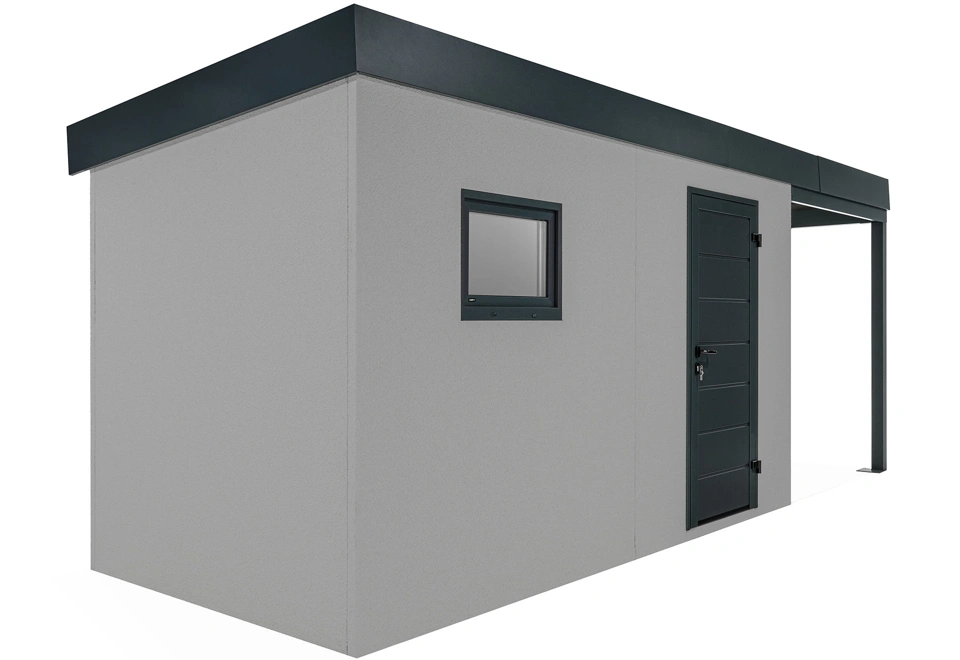 GARDEON® Zahradní domek s dveřmi a oknem Hörmann s přístřeškem