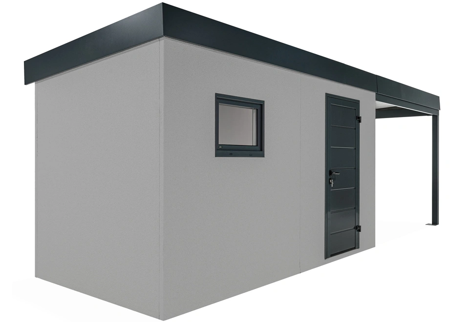 GARDEON® Zahradní domek s dveřmi a oknem Hörmann s přístřeškem