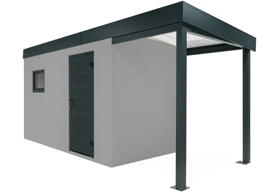 GARDEON® Zahradní domek s dveřmi a oknem Hörmann s přístřeškem