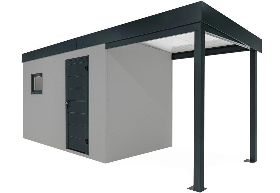 GARDEON® Zahradní domek s dveřmi a oknem Hörmann s přístřeškem