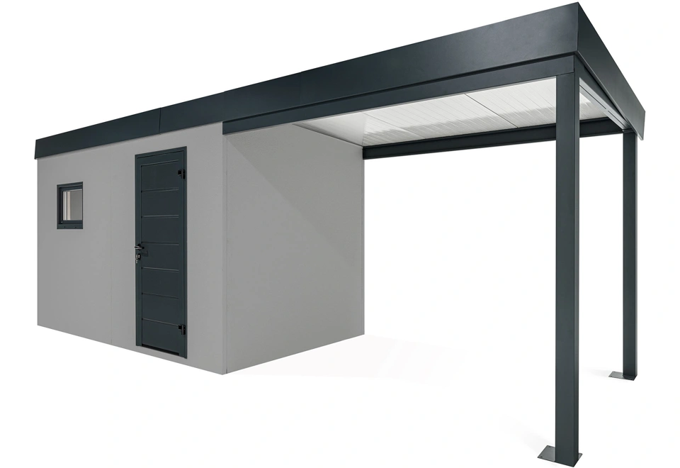 GARDEON® Zahradní domek s dveřmi a oknem Hörmann s přístřeškem