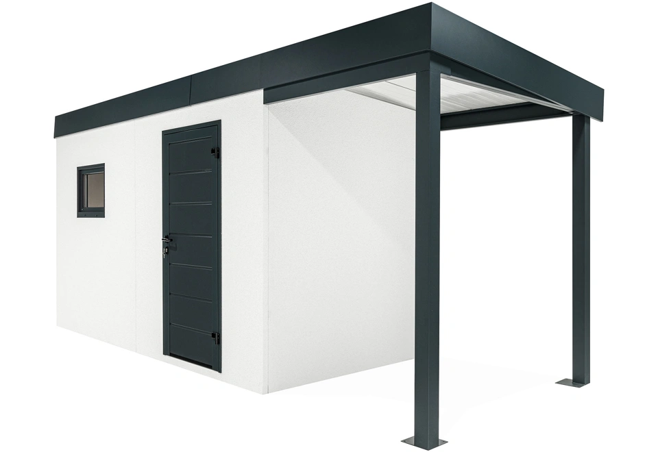 GARDEON® Zahradní domek s dveřmi a oknem Hörmann s přístřeškem