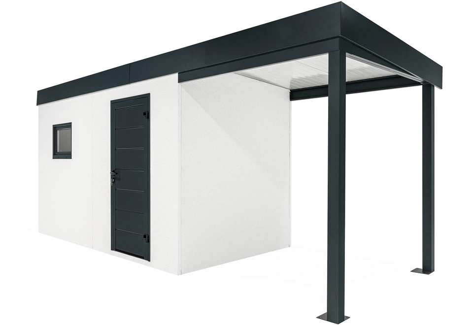 GARDEON® Zahradní domek s dveřmi a oknem Hörmann s přístřeškem