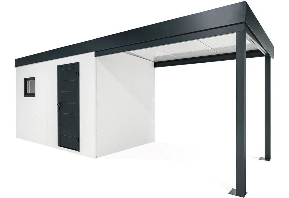 GARDEON® Zahradní domek s dveřmi a oknem Hörmann s přístřeškem