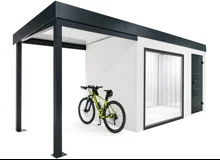 GARDEON® Zahradní domek s dveřmi, bezpečnostními garážovými vraty Hörmann a přístřeškem