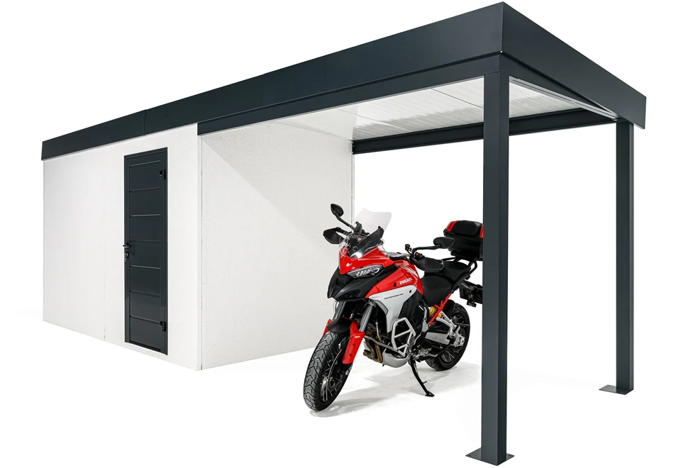 GARDEON® Zahradní domek s dveřmi Hörmann a přístřeškem
