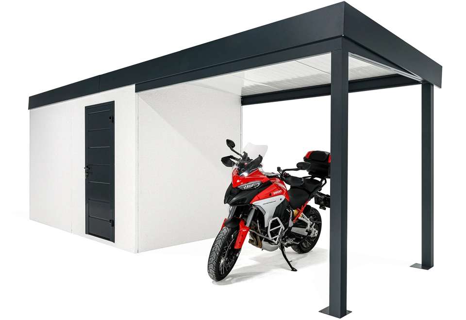 GARDEON® Zahradní domek s dveřmi Hörmann a přístřeškem