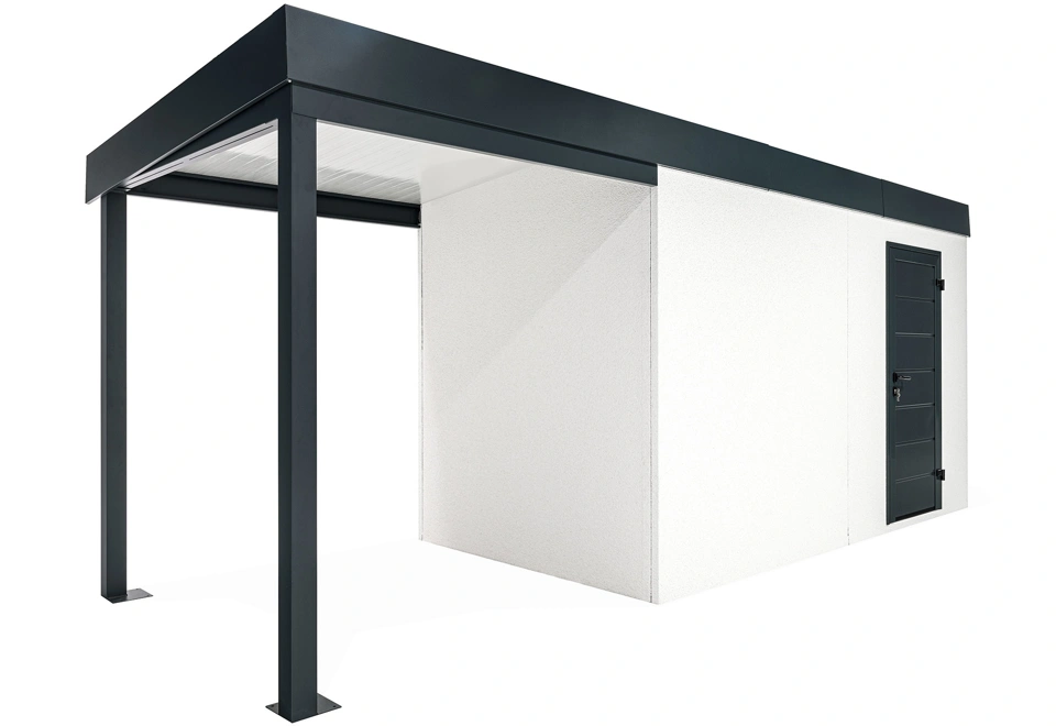 GARDEON® Zahradní domek s dveřmi Hörmann a přístřeškem