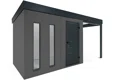 GARDEON® Zahradní domek s dveřmi Hörmann, dvěma světlíky a přístřeškem