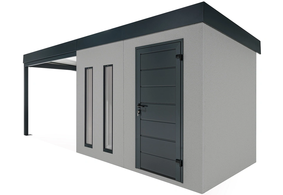 Garden house with two skylights and 3m left gazebo