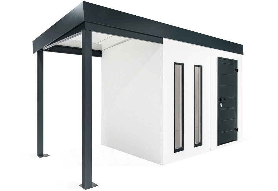 Garden house with two skylights and 1,5m left carport