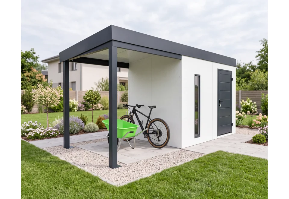 GARDEON® Zahradní domek s dveřmi Hörmann dveřmi, světlíkem a přístřeškem