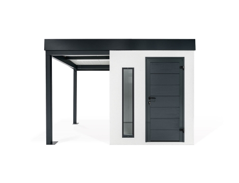 GARDEON® Zahradní domek s dveřmi Hörmann, světlíkem a přístřeškem