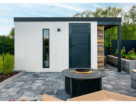 GARDEON® Zahradní domek s dveřmi Hörmann, světlíkem a přístřeškem