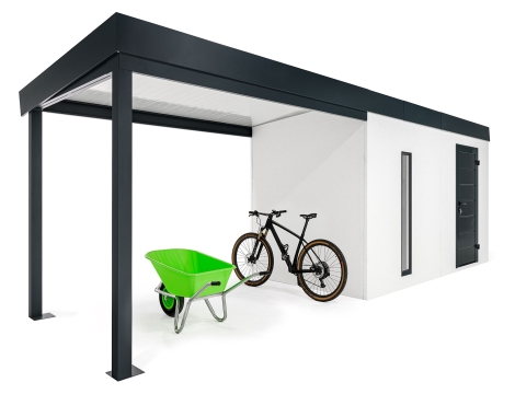 GARDEON® Zahradní domek s dveřmi Hörmann, světlíkem a přístřeškem
