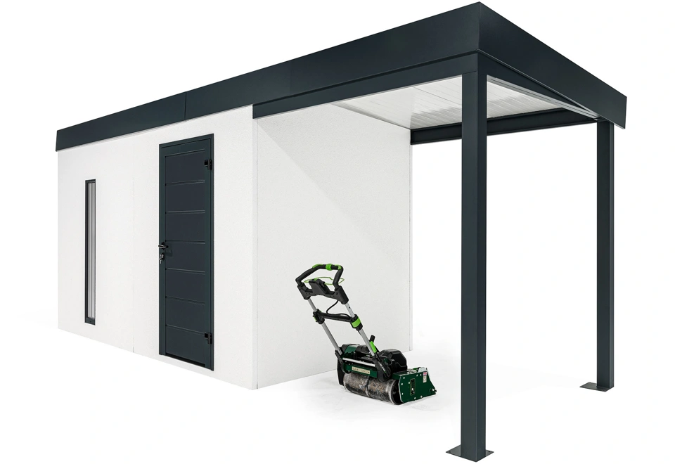 GARDEON® Zahradní domek s dveřmi Hörmann, světlíkem a přístřeškem