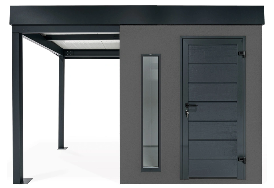 GARDEON® Zahradní domek s dveřmi Hörmann, světlíkem a přístřeškem