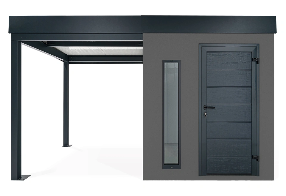 GARDEON® Zahradní domek s dveřmi Hörmann, světlíkem a přístřeškem