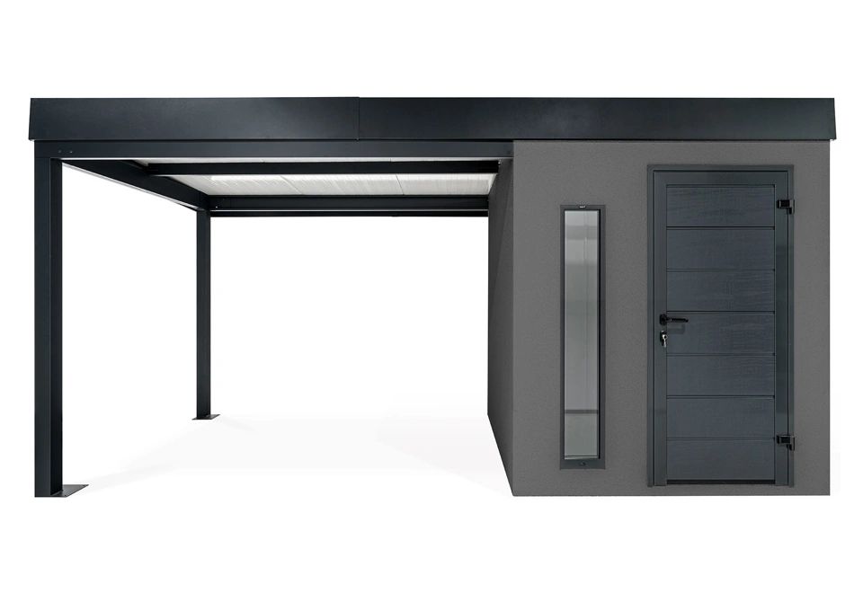 GARDEON® Zahradní domek s dveřmi Hörmann, světlíkem a přístřeškem