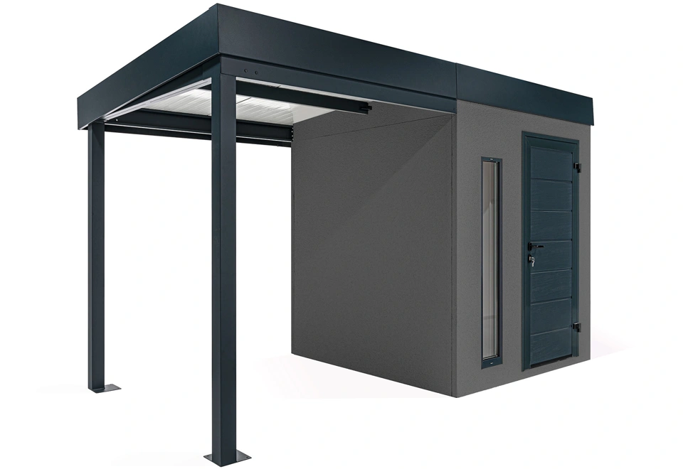 GARDEON® Zahradní domek s dveřmi Hörmann, světlíkem a přístřeškem