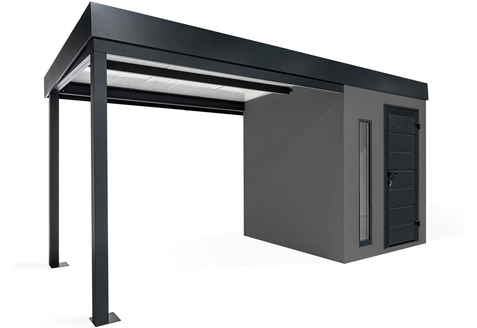 GARDEON® Zahradní domek s dveřmi Hörmann, světlíkem a přístřeškem