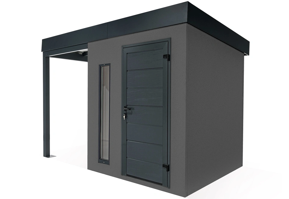 GARDEON® Zahradní domek s dveřmi Hörmann, světlíkem a přístřeškem