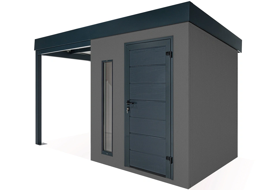 GARDEON® Zahradní domek s dveřmi Hörmann, světlíkem a přístřeškem