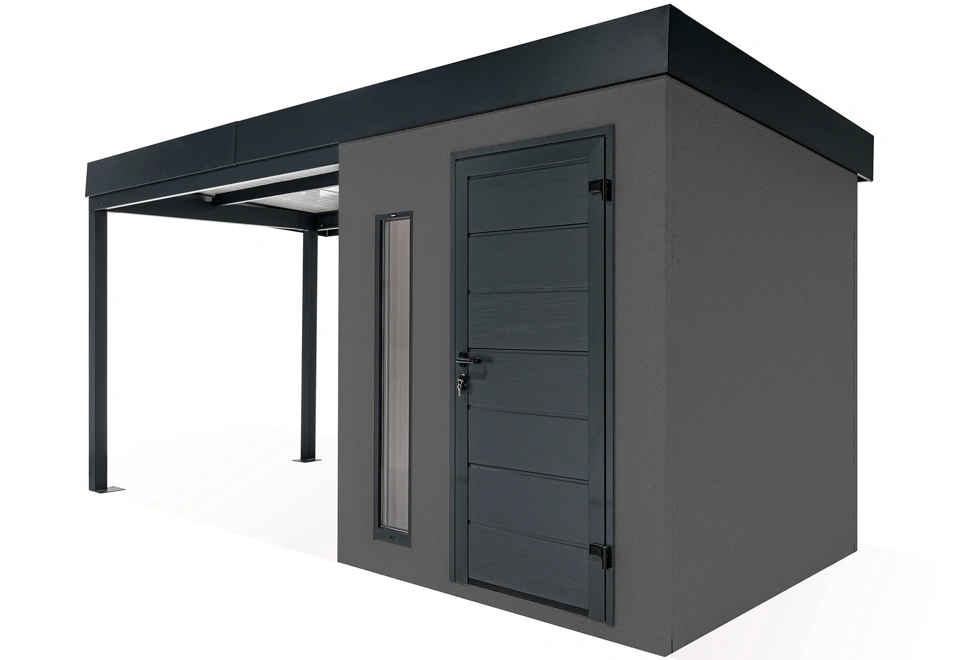 GARDEON® Zahradní domek s dveřmi Hörmann, světlíkem a přístřeškem