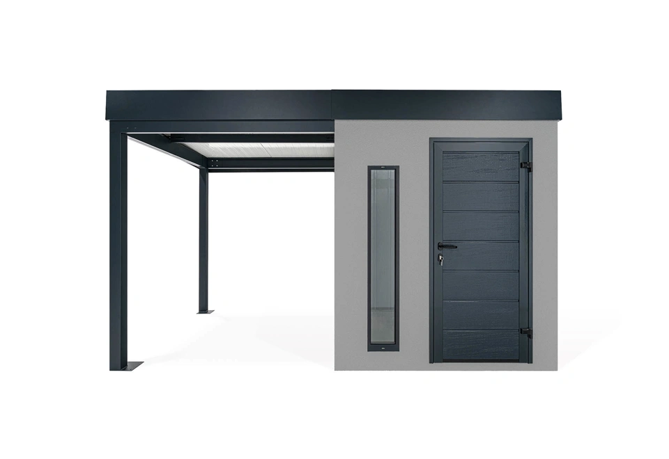 GARDEON® Zahradní domek s dveřmi Hörmann, světlíkem a přístřeškem