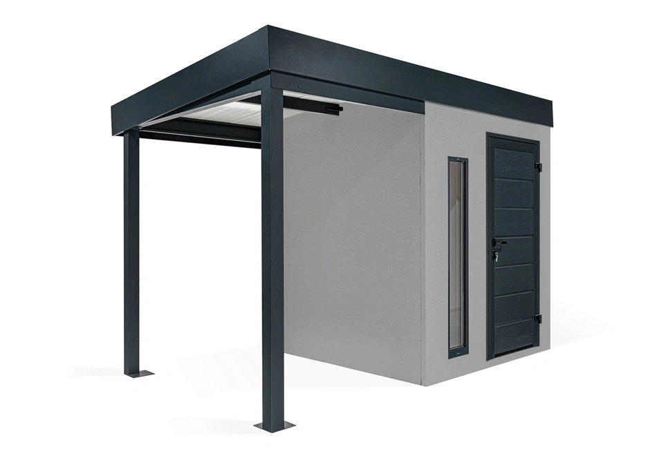 GARDEON® Zahradní domek s dveřmi Hörmann, světlíkem a přístřeškem