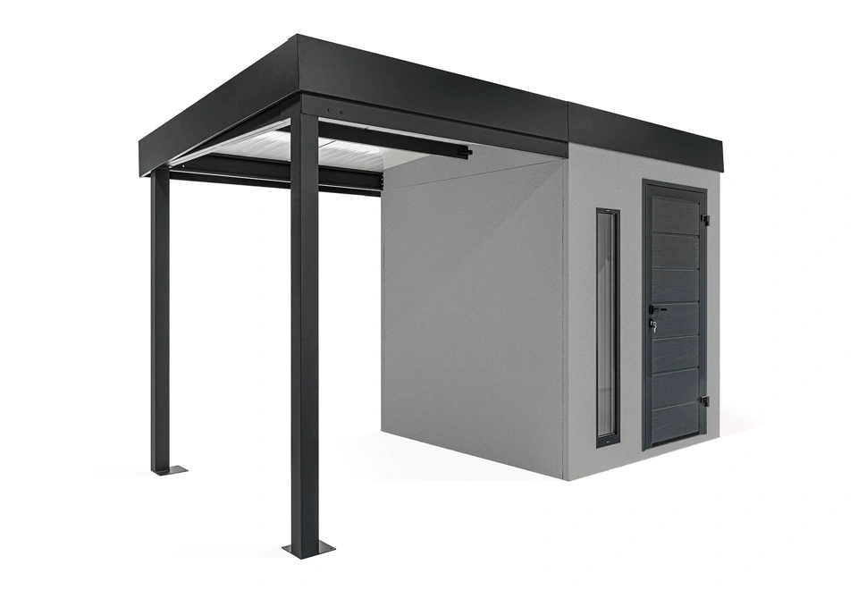 GARDEON® Zahradní domek s dveřmi Hörmann, světlíkem a přístřeškem