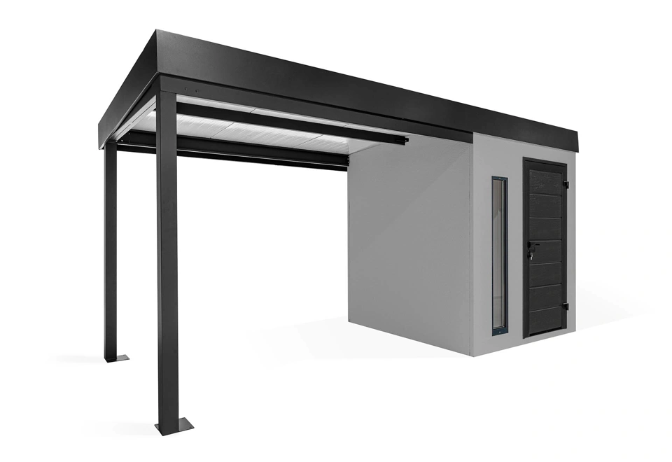 GARDEON® Zahradní domek s dveřmi Hörmann, světlíkem a přístřeškem