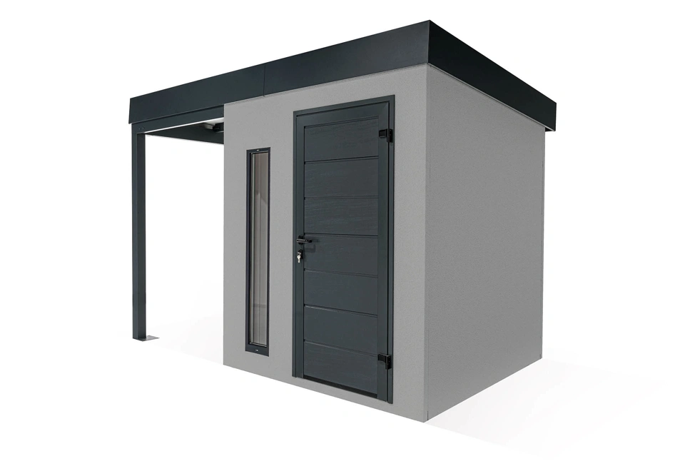GARDEON® Zahradní domek s dveřmi Hörmann, světlíkem a přístřeškem