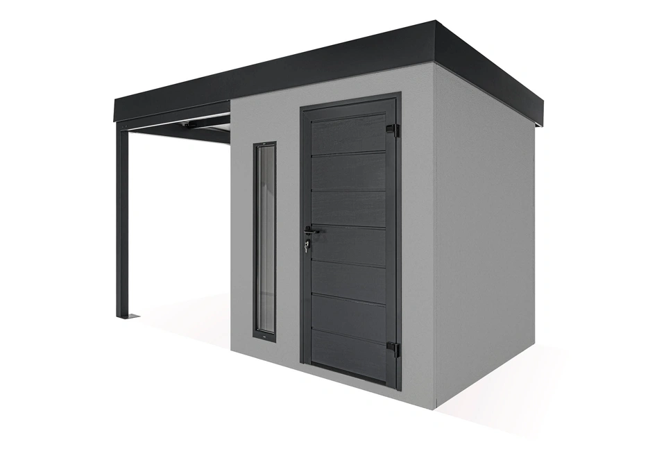 GARDEON® Zahradní domek s dveřmi Hörmann, světlíkem a přístřeškem