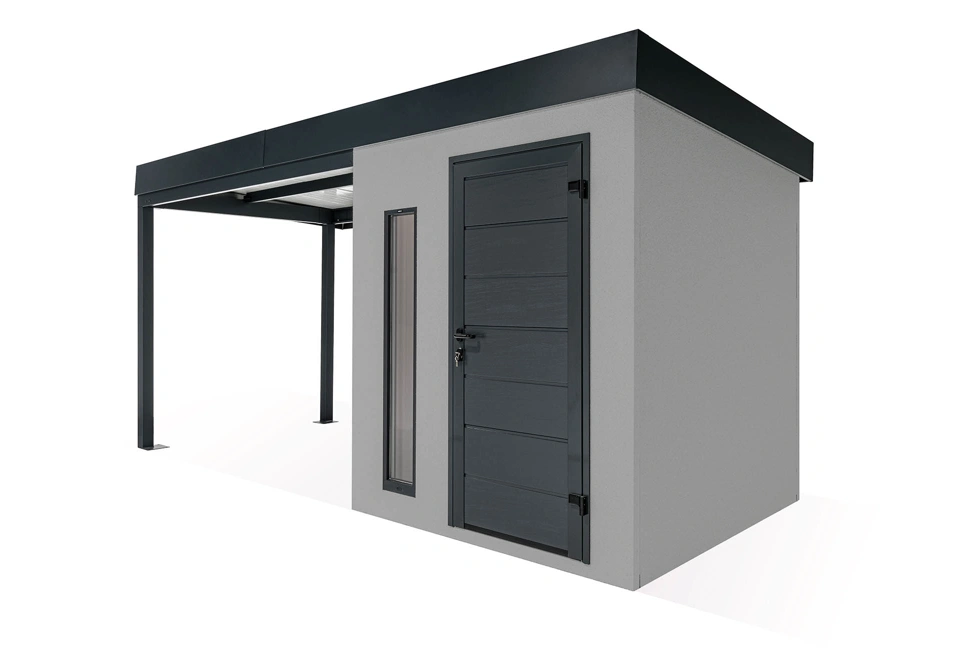 GARDEON® Zahradní domek s dveřmi Hörmann, světlíkem a přístřeškem