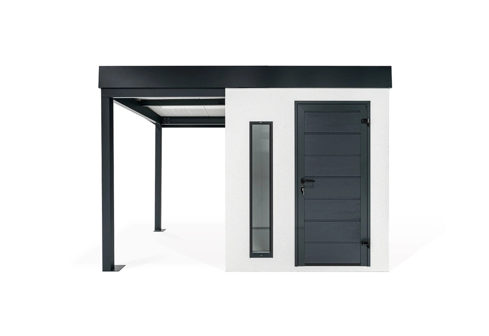 GARDEON® Zahradní domek s dveřmi Hörmann, světlíkem a přístřeškem