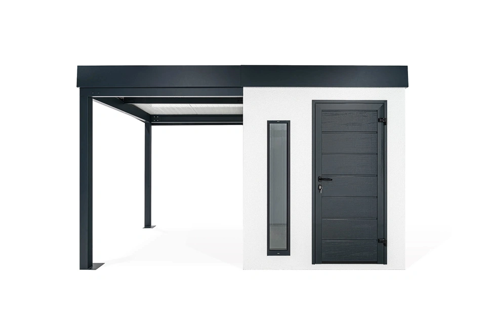 GARDEON® Zahradní domek s dveřmi Hörmann, světlíkem a přístřeškem