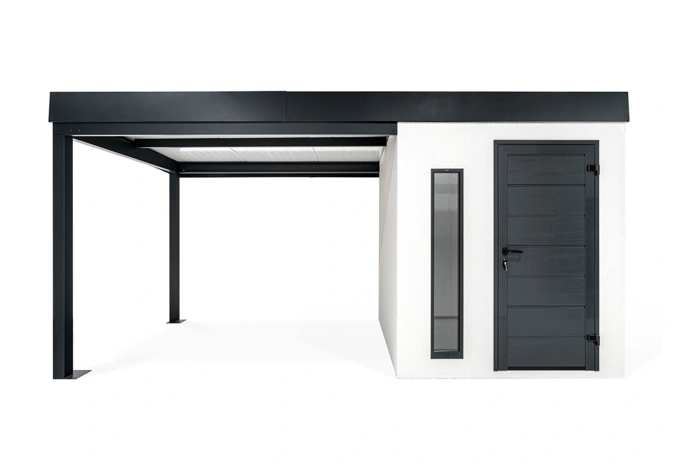 GARDEON® Zahradní domek s dveřmi Hörmann, světlíkem a přístřeškem