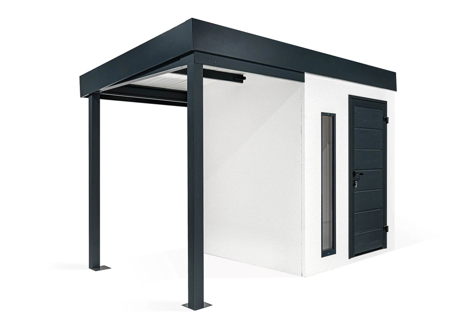 GARDEON® Zahradní domek s dveřmi Hörmann, světlíkem a přístřeškem