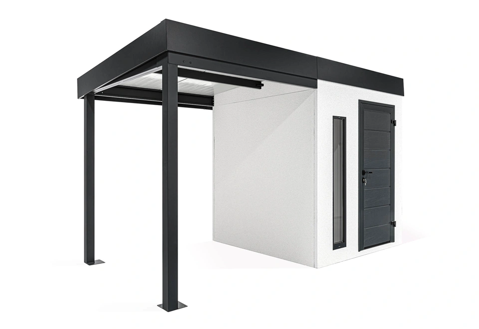 GARDEON® Zahradní domek s dveřmi Hörmann, světlíkem a přístřeškem