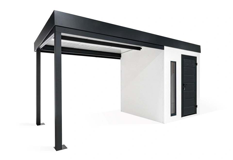 GARDEON® Zahradní domek s dveřmi Hörmann, světlíkem a přístřeškem