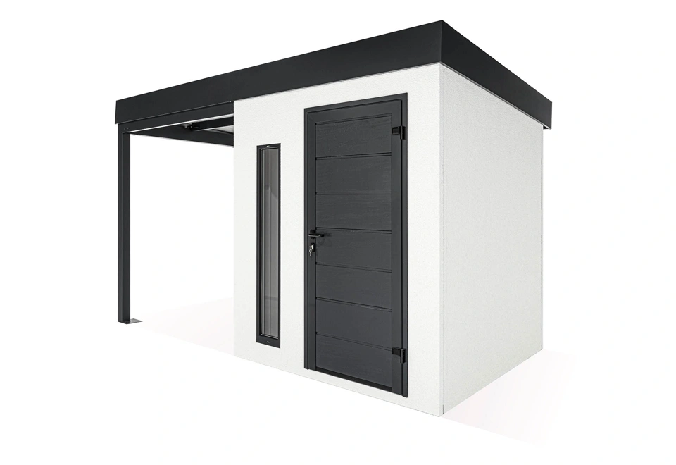 GARDEON® Zahradní domek s dveřmi Hörmann, světlíkem a přístřeškem