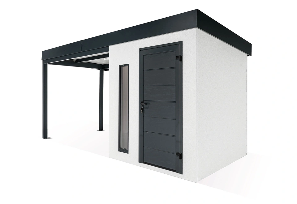 GARDEON® Zahradní domek s dveřmi Hörmann, světlíkem a přístřeškem