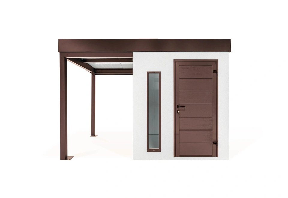 GARDEON® Zahradní domek s dveřmi Hörmann, světlíkem a přístřeškem