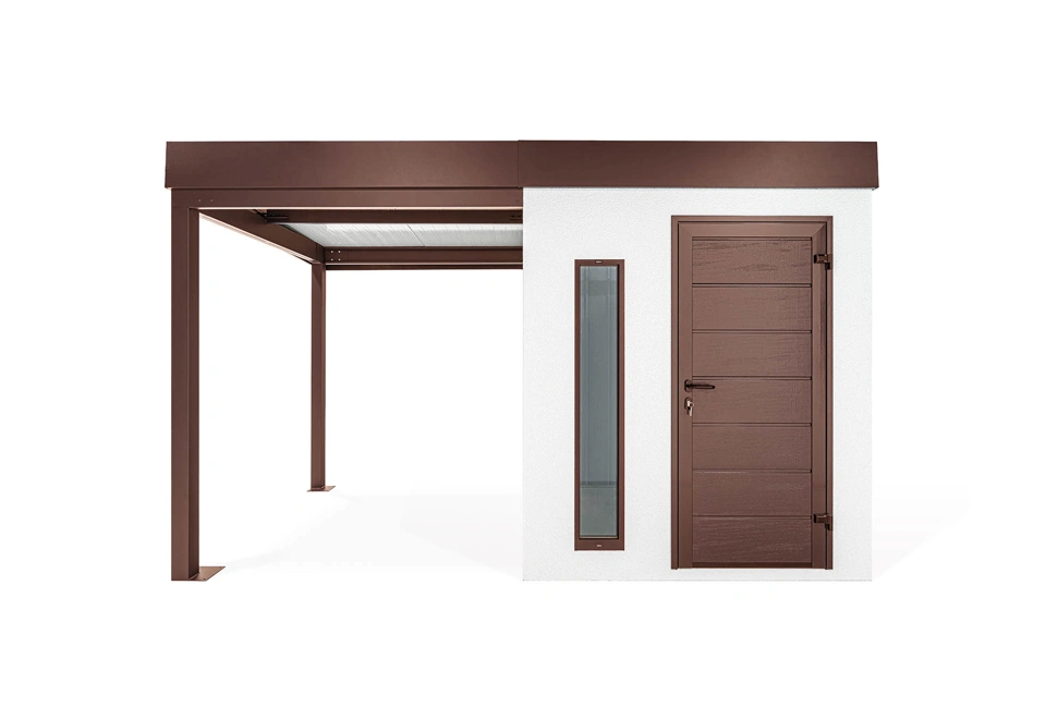 GARDEON® Zahradní domek s dveřmi Hörmann, světlíkem a přístřeškem