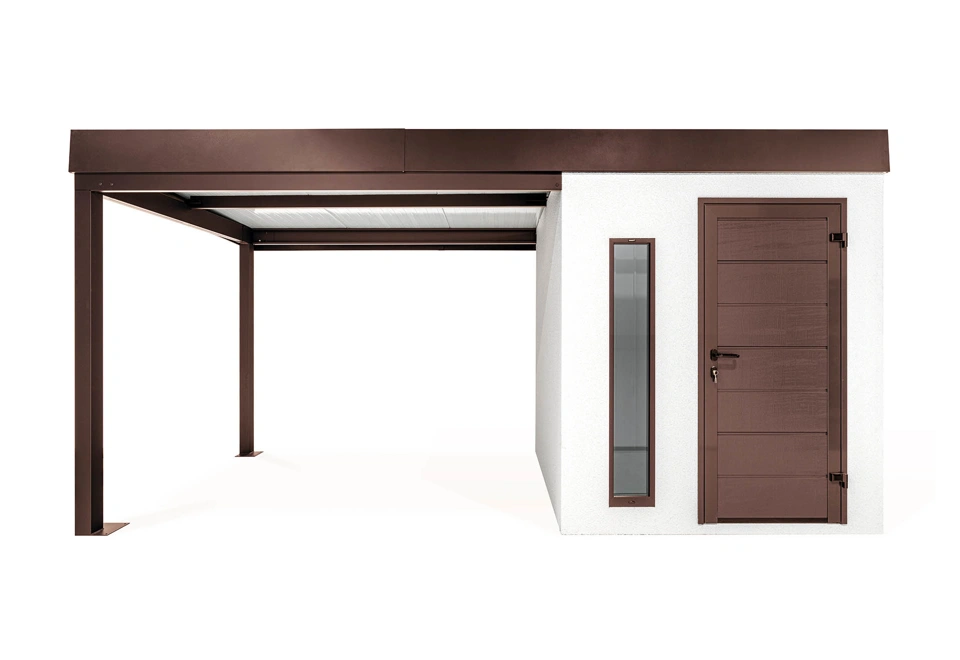 GARDEON® Zahradní domek s dveřmi Hörmann, světlíkem a přístřeškem